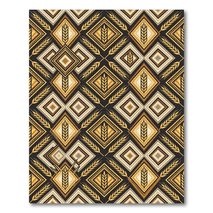 Golden Wheat Geometric Diamond Artisan Rug