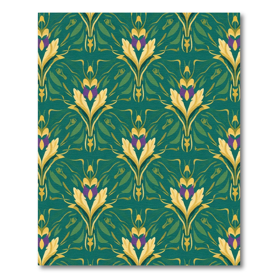Emerald Teal Golden Floral Scroll Rug