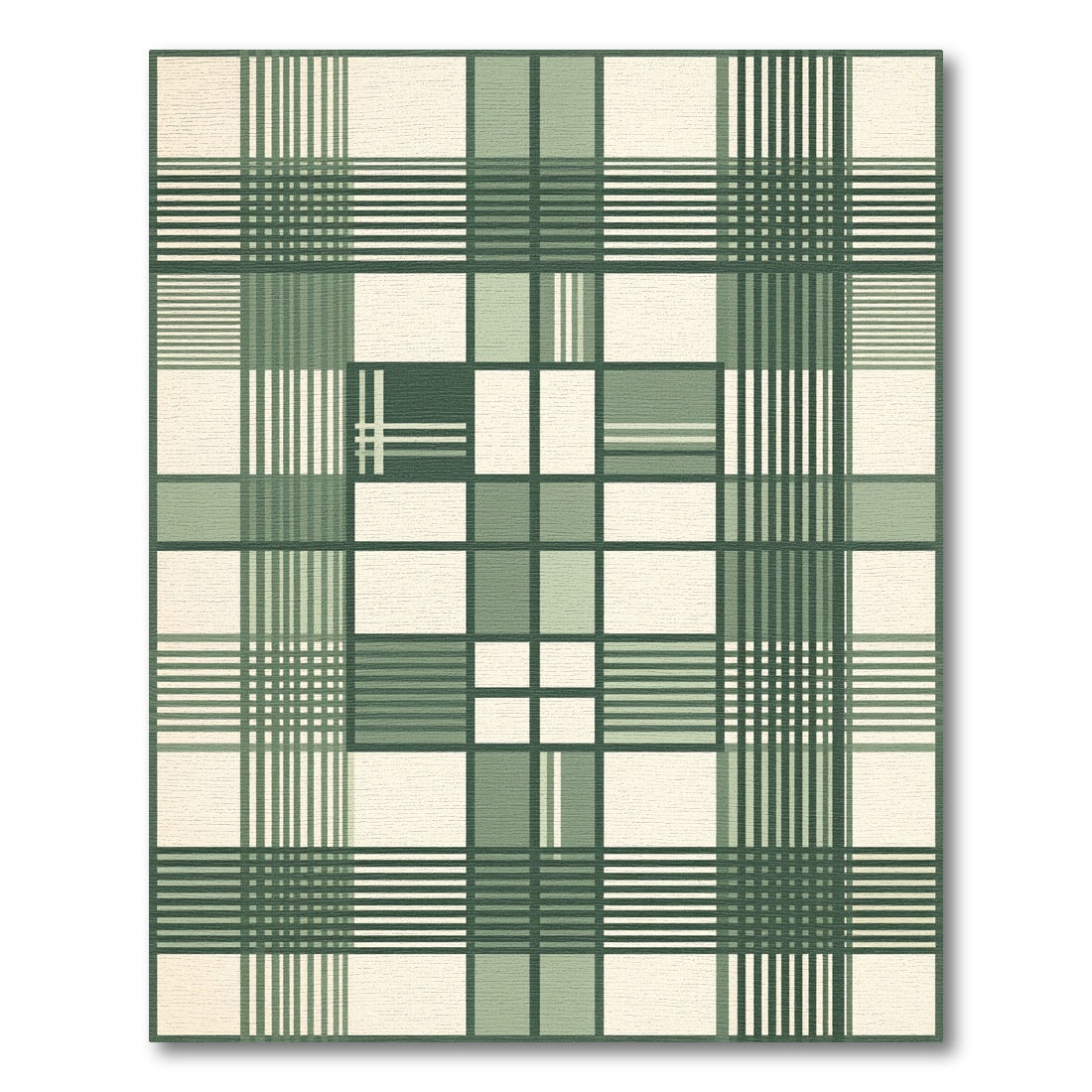 Sage Green Grid Plaid Geometric Rug