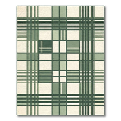 Sage Green Grid Plaid Geometric Rug