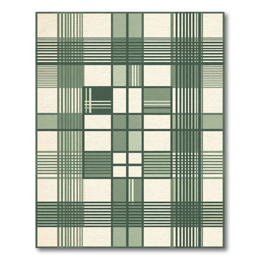 Sage Green Grid Plaid Geometric Rug
