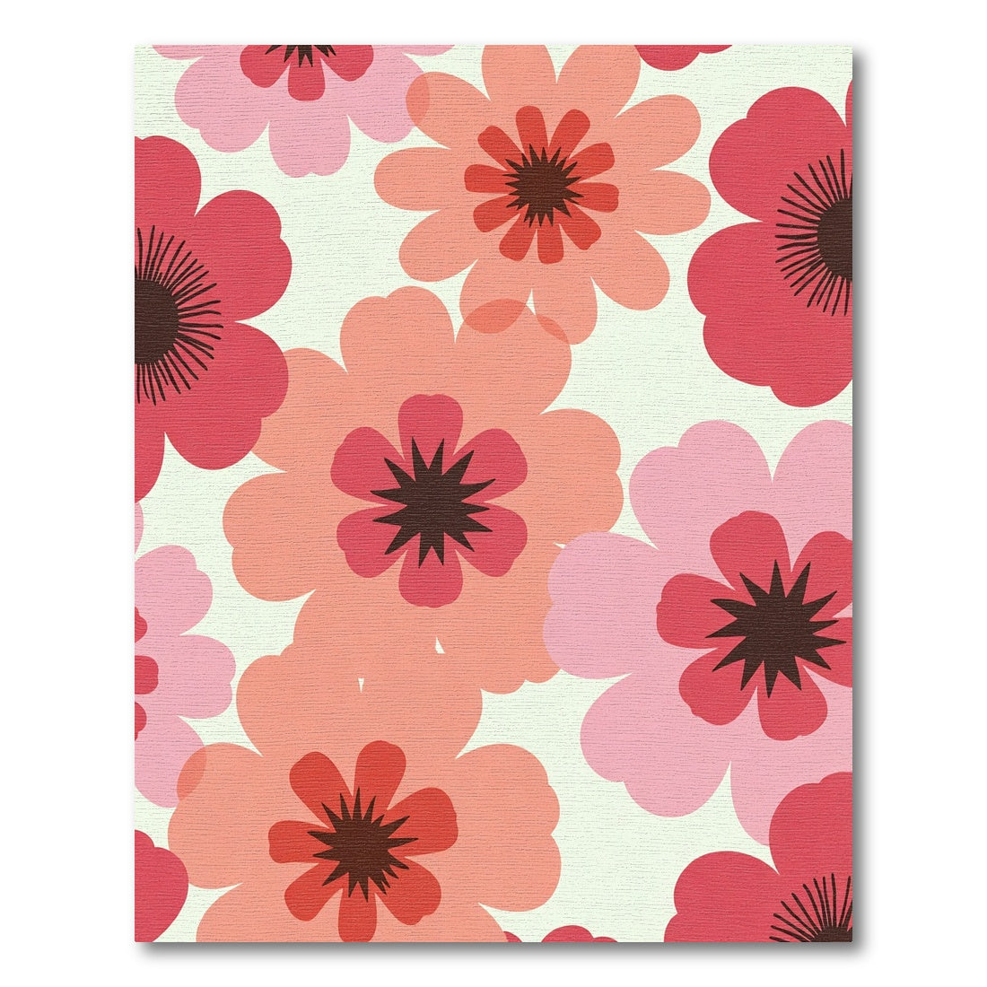 Retro Pink Red Floral Burst Rug