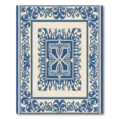 Classic Blue Floral Crest Medallion Rug
