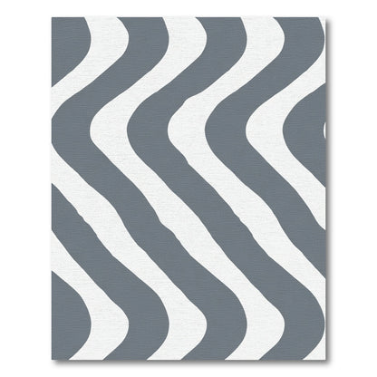 Grey White Wavy Stripe Accent Rug