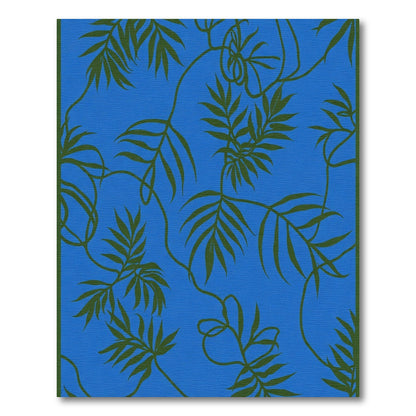 Vibrant Blue Green Leafy Vine Rug
