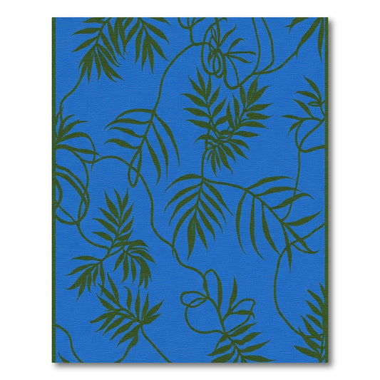 Vibrant Blue Green Leafy Vine Rug