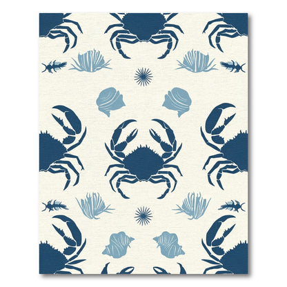 Deep Blue Crab Shell Seaside Collection Rug