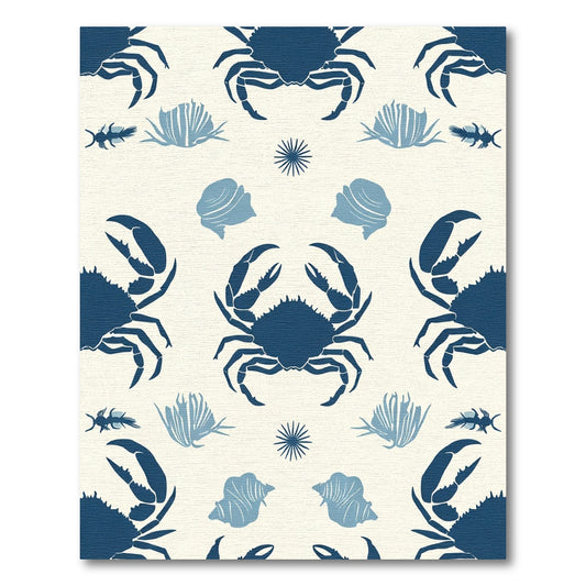 Deep Blue Crab Shell Seaside Collection Rug