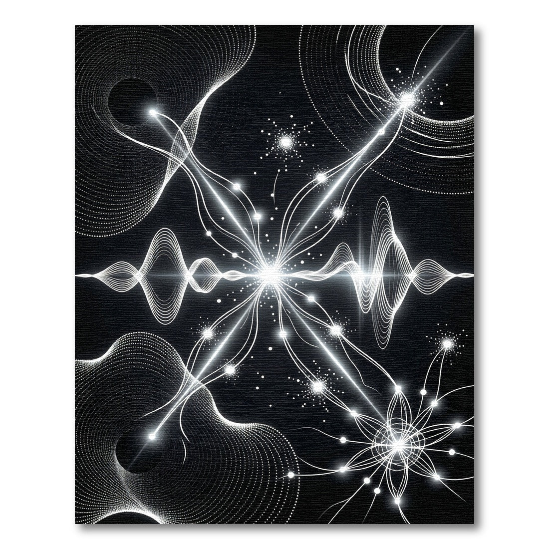 Abstract White Light Cascade Rug