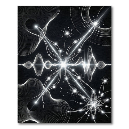 Abstract White Light Cascade Rug