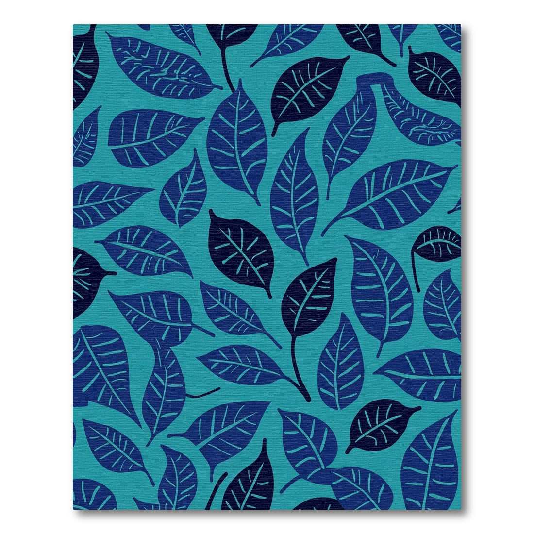Deep Blue Leafy Teal Scatter Rug