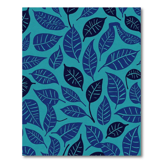 Deep Blue Leafy Teal Scatter Rug