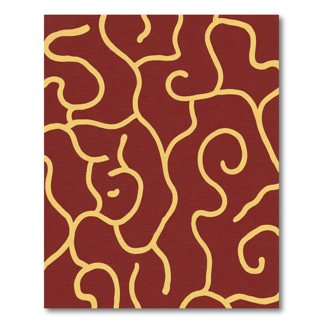 Crimson Yellow Organic Swirl Rug