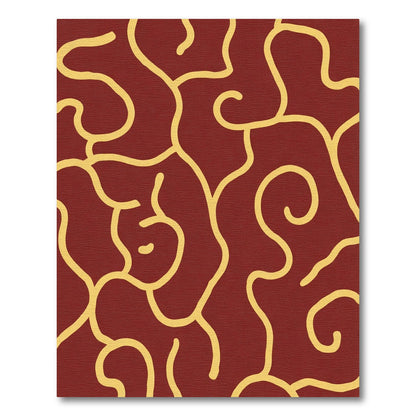 Crimson Yellow Organic Swirl Rug