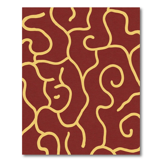 Crimson Yellow Organic Swirl Rug