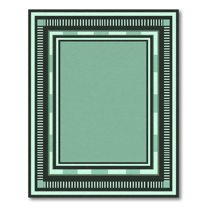 Mint Green Geometric Stripe Frame Rug