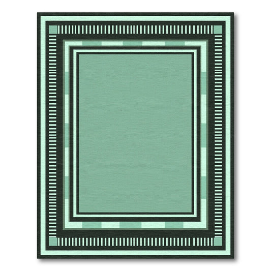 Mint Green Geometric Stripe Frame Rug
