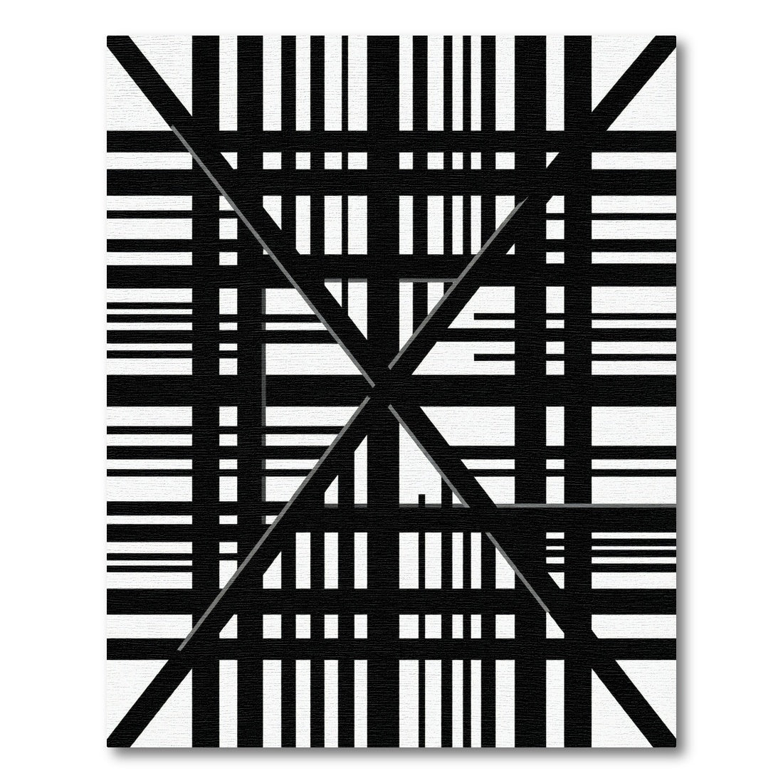 Bold Black and White Geometric Lines Rug
