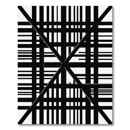 Bold Black and White Geometric Lines Rug