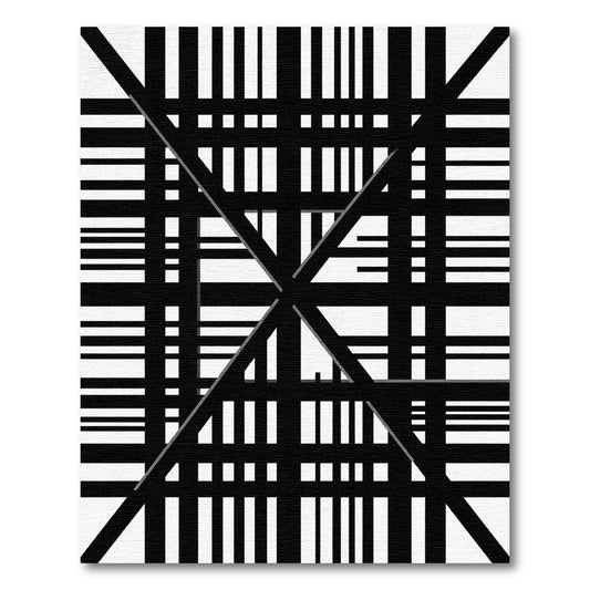 Bold Black and White Geometric Lines Rug