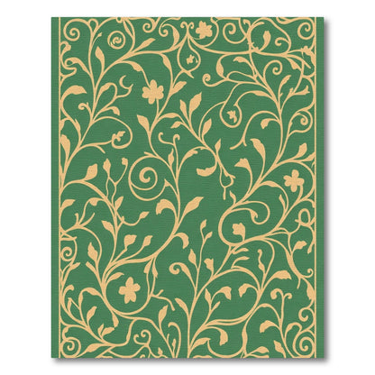 Emerald Green Floral Vine Swirls Rug