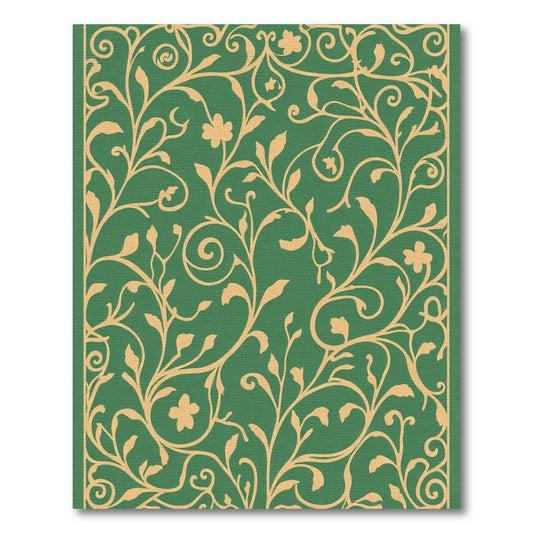 Emerald Green Floral Vine Swirls Rug