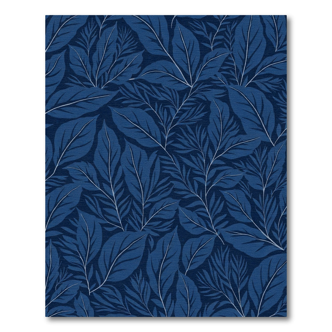Deep Blue Leafy Botanical Composition Rug