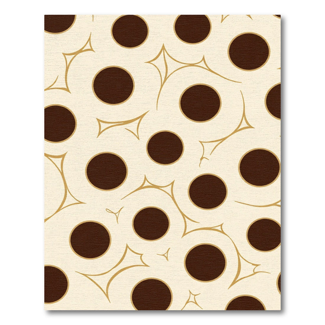 Cream Dark Gold Polka Dot Swirl Rug