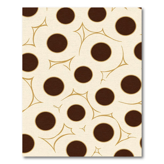Cream Dark Gold Polka Dot Swirl Rug