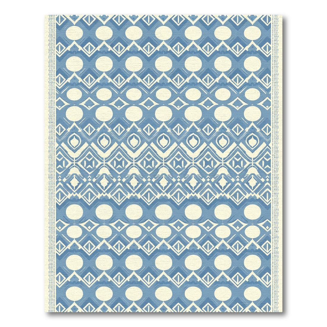 Blue Cream Geometric Medallion Arrangement Rug