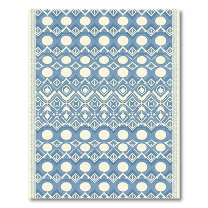 Blue Cream Geometric Medallion Arrangement Rug