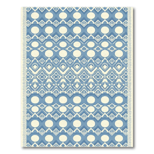 Blue Cream Geometric Medallion Arrangement Rug