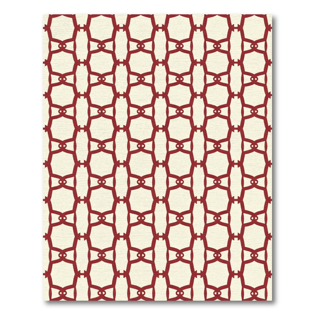 Crimson Cream Lattice Geometric Rug