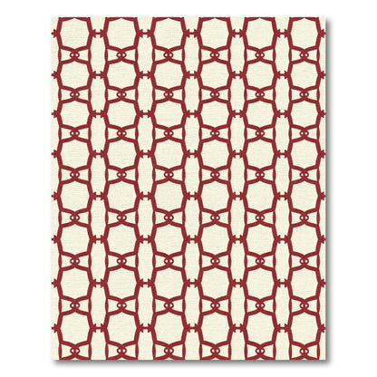 Crimson Cream Lattice Geometric Rug