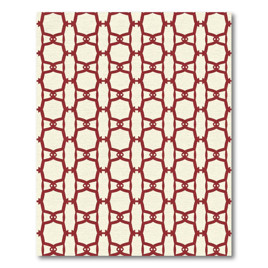 Crimson Cream Lattice Geometric Rug