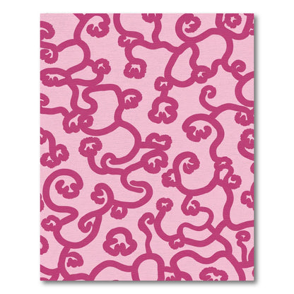 Fuchsia Swirl Floral Pink Background Rug