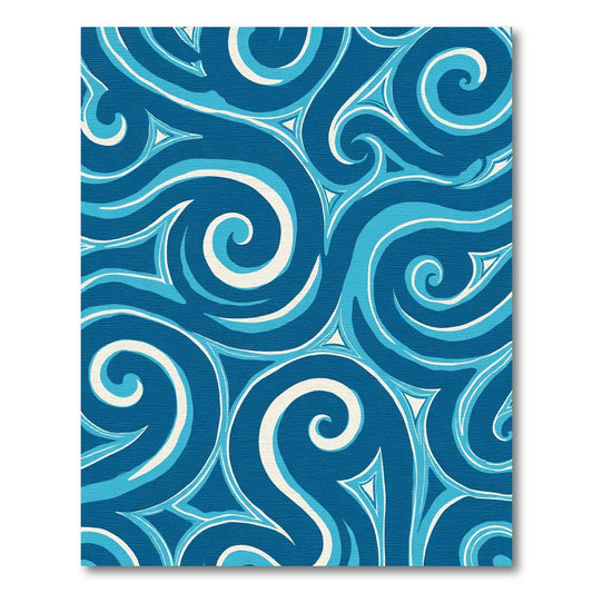 Deep Blue Swirl Water Abstract Rug