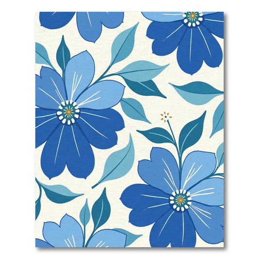 Bold Blue Floral Garden Rug
