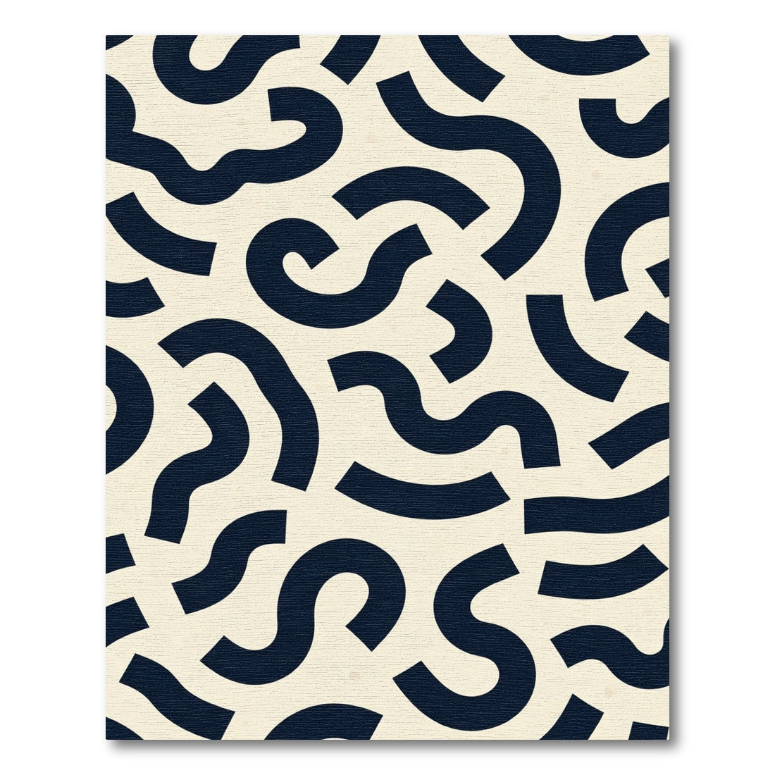 Cream Navy Abstract Swirls Rug