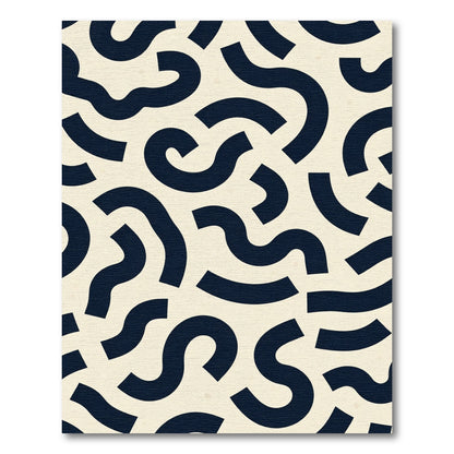 Cream Navy Abstract Swirls Rug