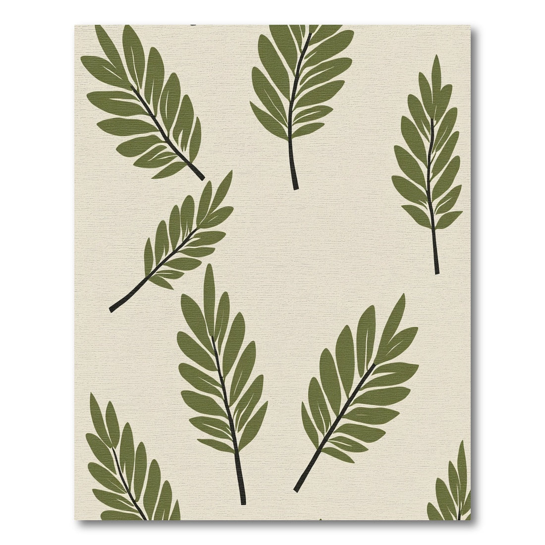 Olive Green Organic Leaf Scatter Rug