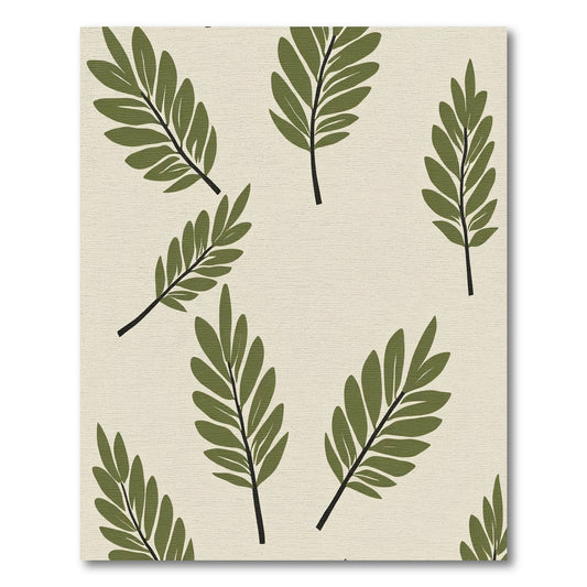 Olive Green Organic Leaf Scatter Rug