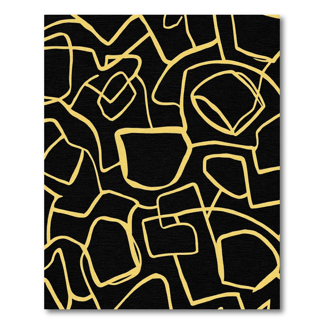Black and Gold Abstract Organic Lines Rug