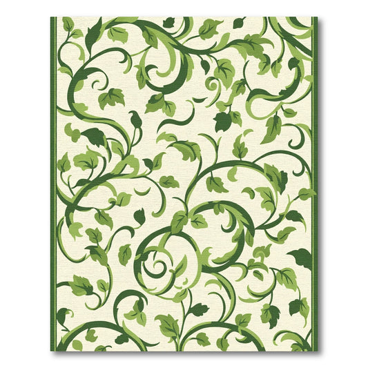 Verdant Green Vine Scroll Rug