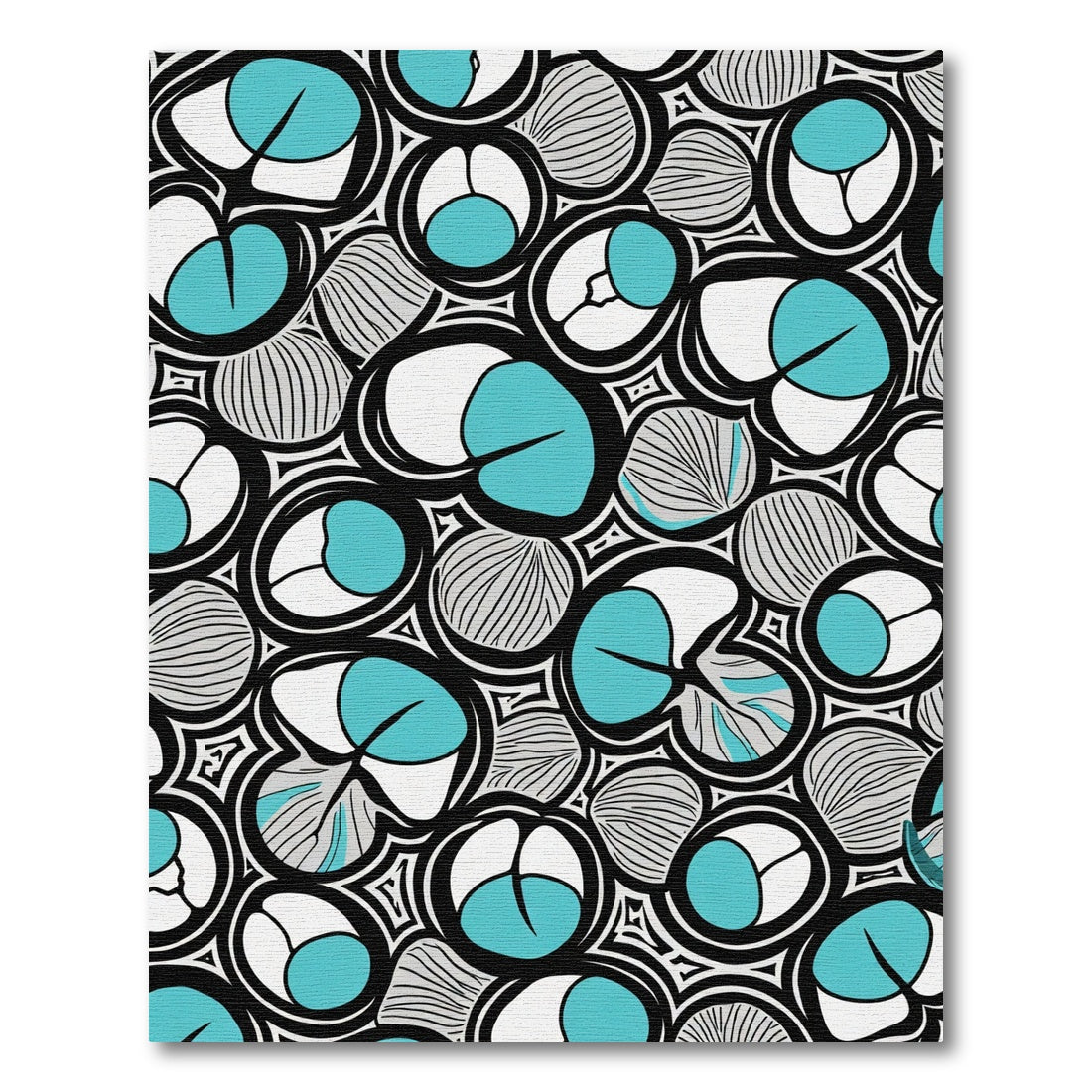 Modern Teal White Abstract Cell Rug