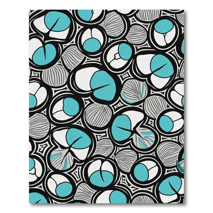 Modern Teal White Abstract Cell Rug