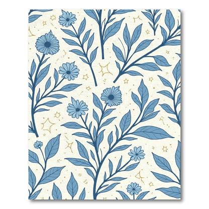 Whimsical Blue Floral Star Garden Rug