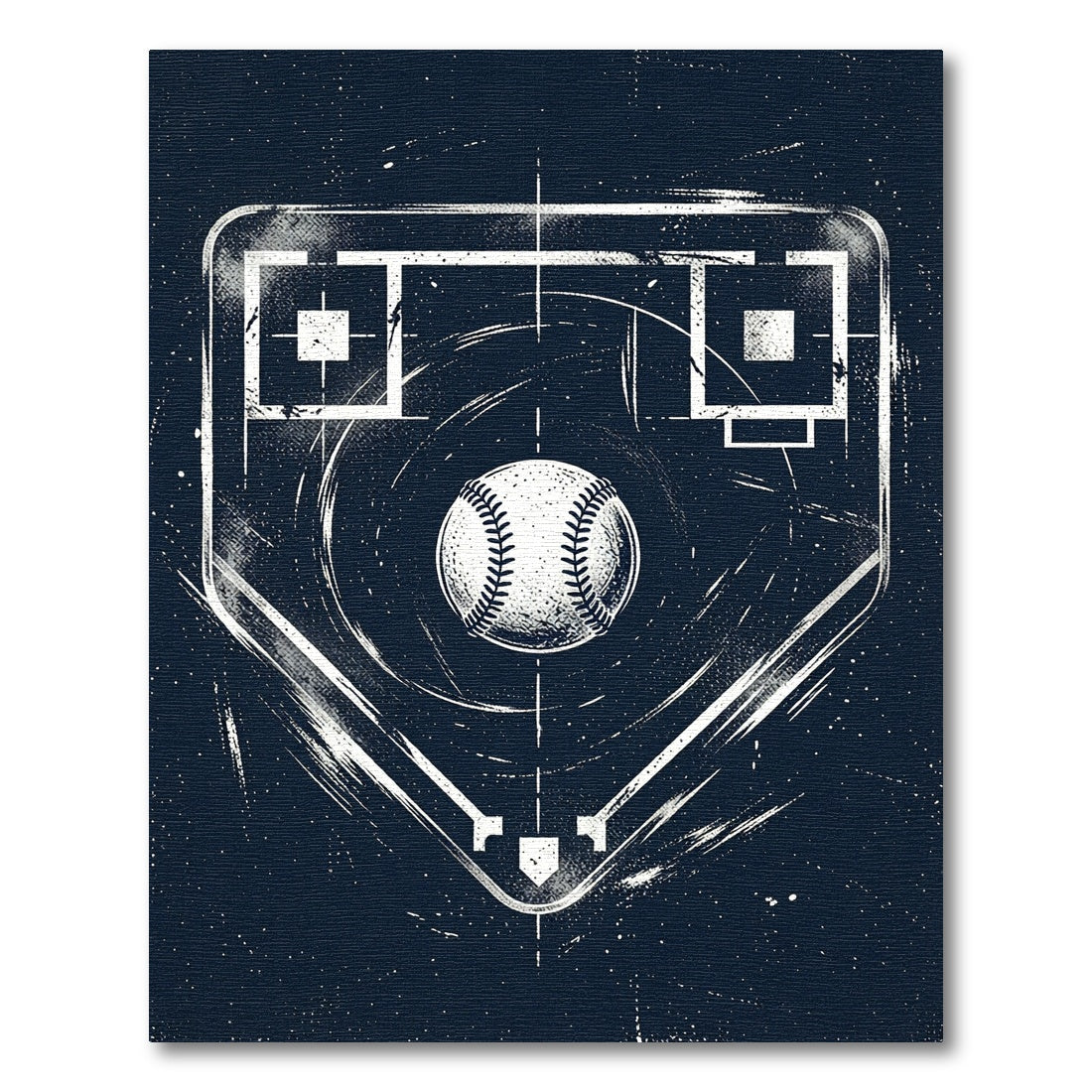 Distressed White Baseball Diamond Navy Rug