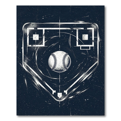Distressed White Baseball Diamond Navy Rug