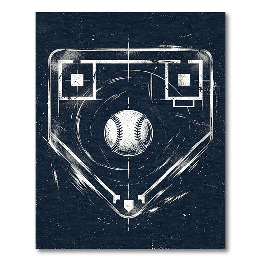 Distressed White Baseball Diamond Navy Rug